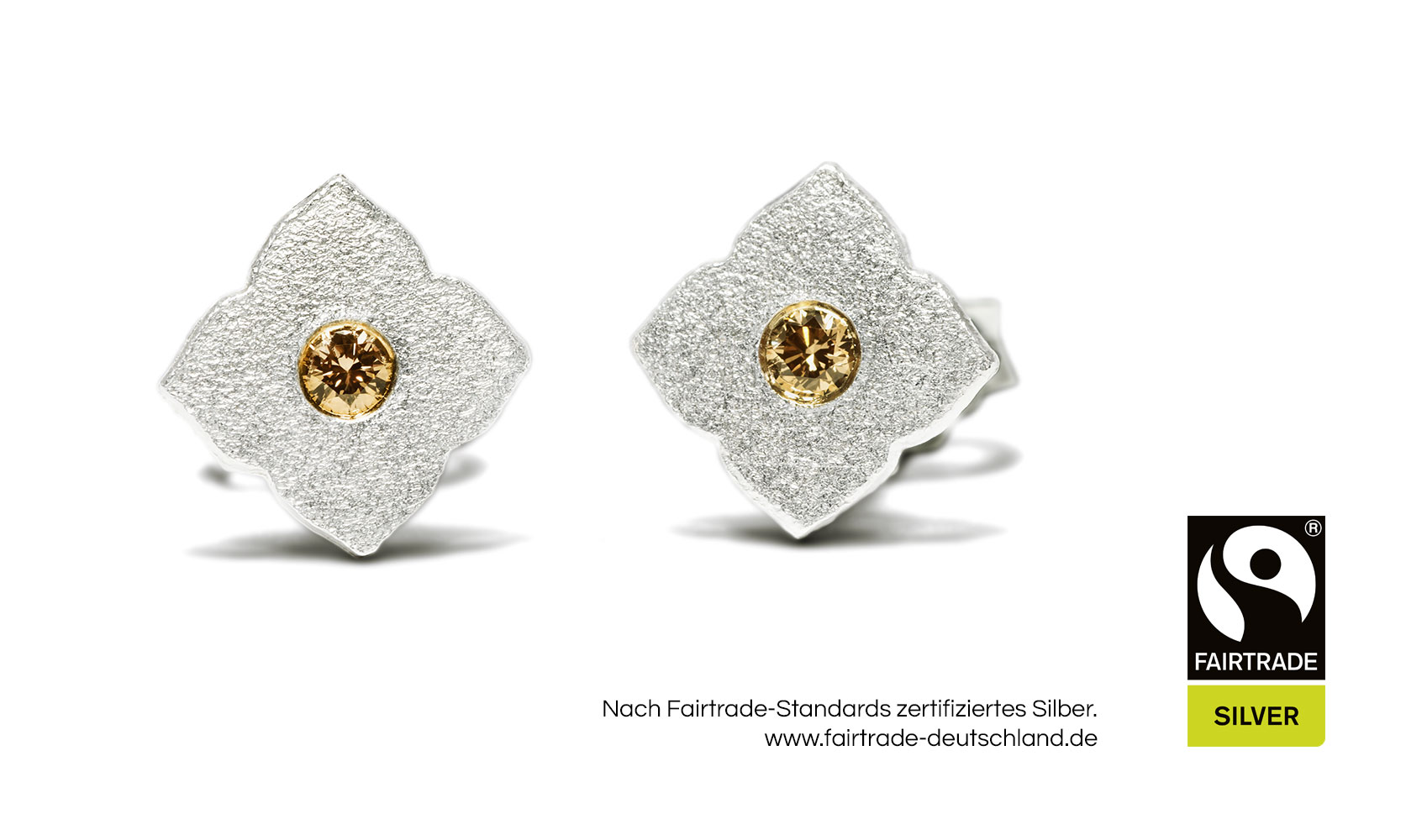 GOLDAFFAIRS - Ohrstecker "flora" aus FAIRTRADE Silber mit Diamanten