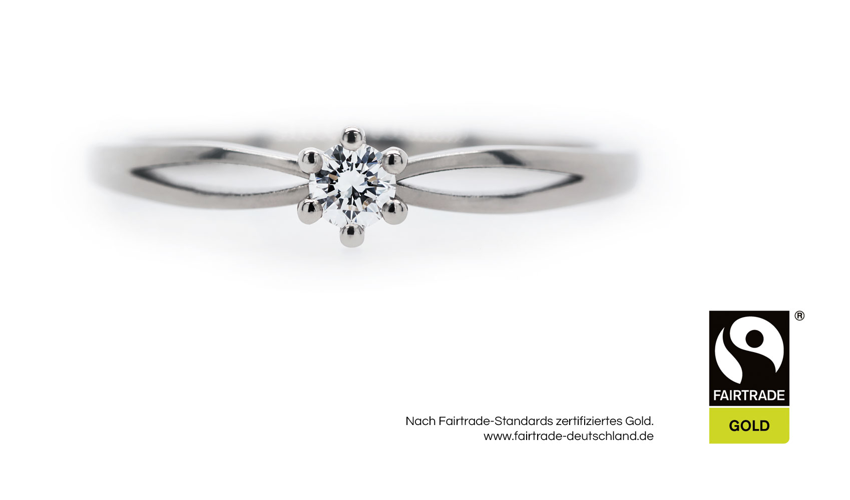 GOLDAFFAIRS - Verlobungsring "Iva" aus Fairtrade Weissgold mit weissem Diamant, poliert
