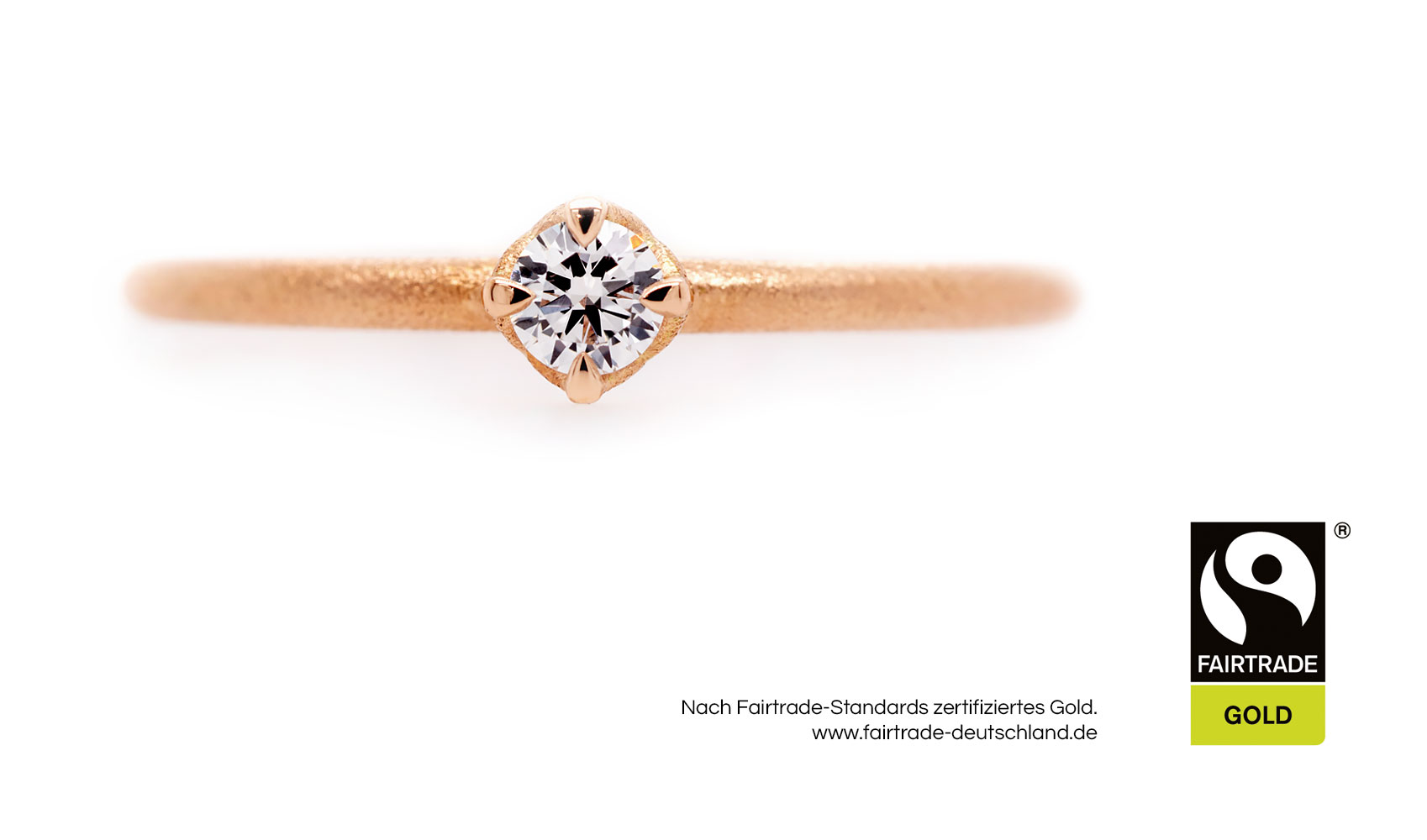 GOLDAFFAIRS - Verlobungsring "Ana" aus FAIRTRADE Roségold mit weißem Diamanten